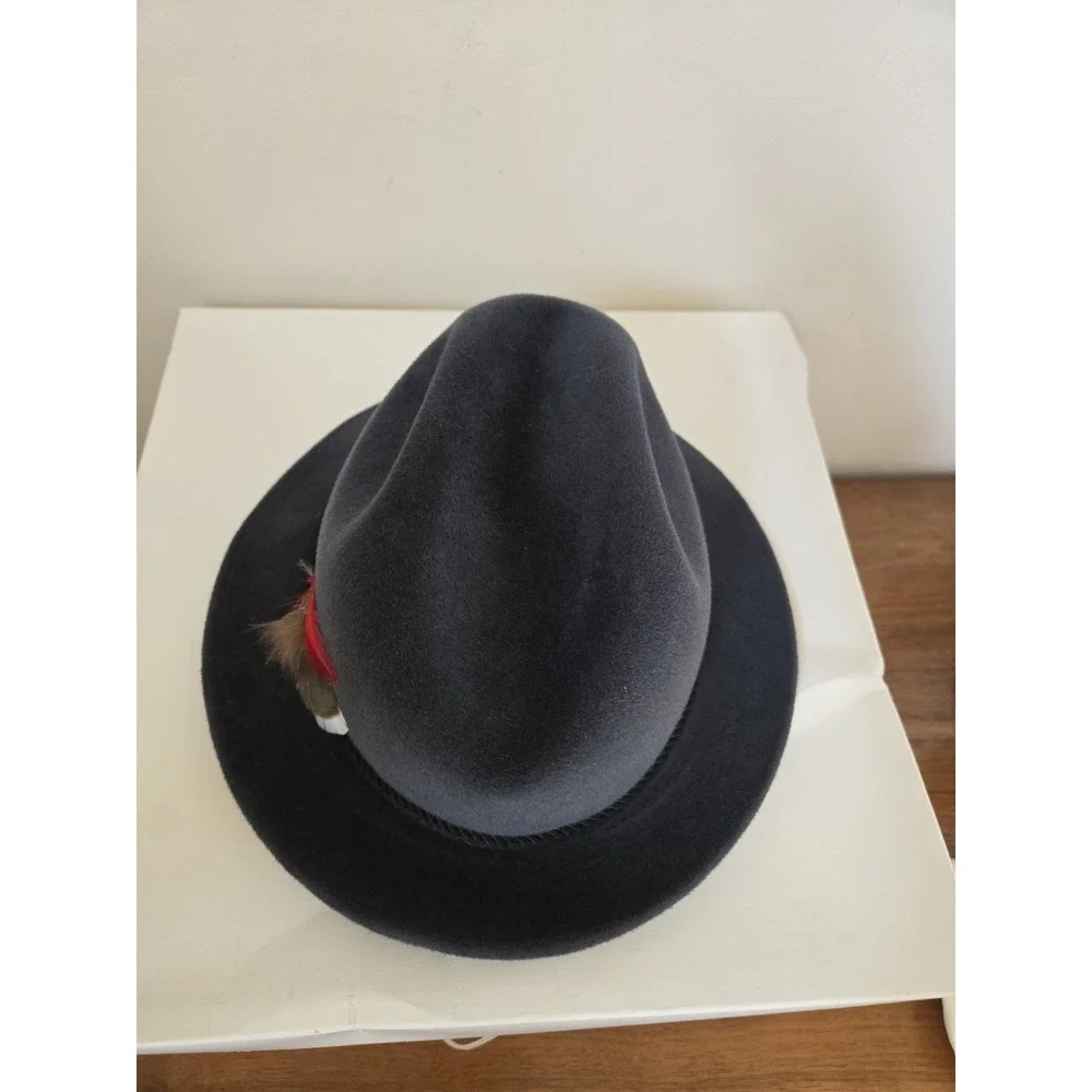 Vintage Hippodrome Hatters Mens Fedora 7 1/8 Gray Velour Fur Pinched Crown Hat